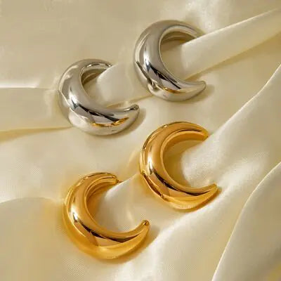 Gold-Plated Moon Crescent Earrings