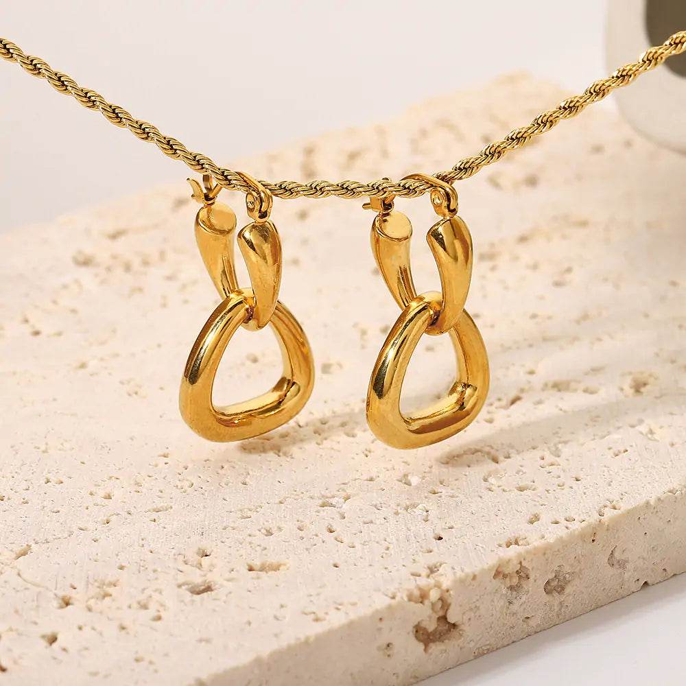 Gold Hoop Drop Earrings