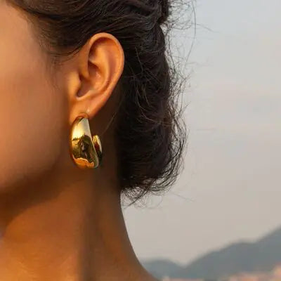 Gold-Plated Moon Crescent Earrings