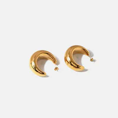 Gold-Plated Moon Crescent Earrings