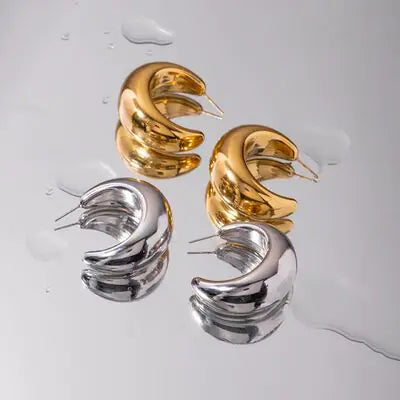 Gold-Plated Moon Crescent Earrings