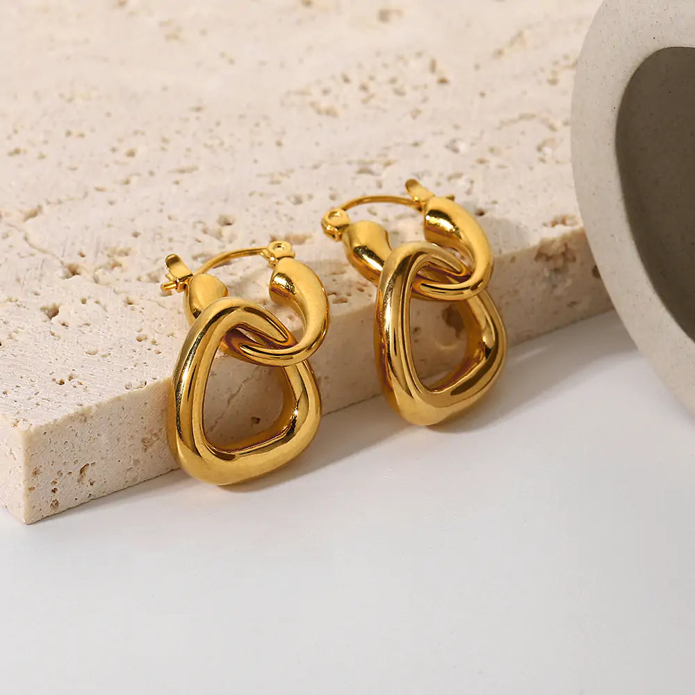 Gold Hoop Drop Earrings